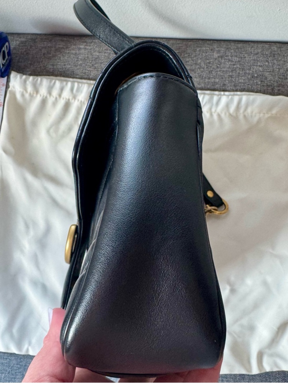 Gucci Marmont Matelassé Black Leather Shoulder Bag, Antique Gold Chain - Picture 9 of 11